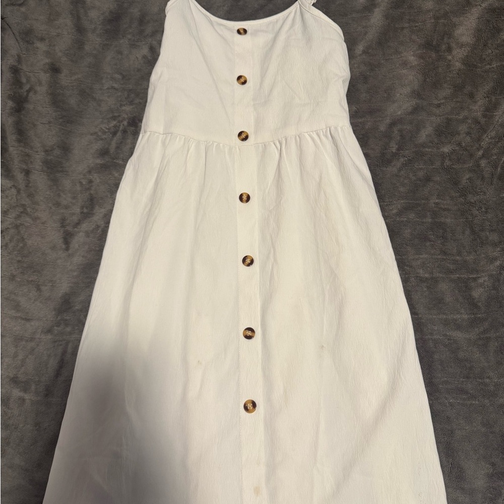 SHEIN White Button-Front Kids Dress